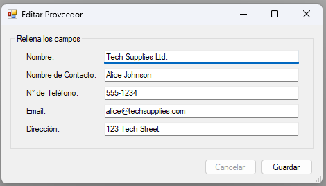 Editar Proveedor